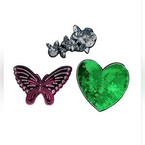 Set of 3 Patches for Sewing Or Sticking to Clothes Backpacks Handbags Etc/ 6 in